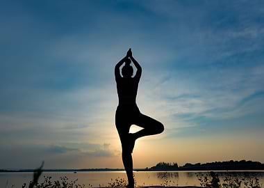 Silhouette beautiful women yoga in nature.
