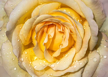 Yellow rose in the morning rain