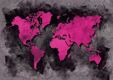 world map black purple