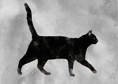 Black Watercolor cat