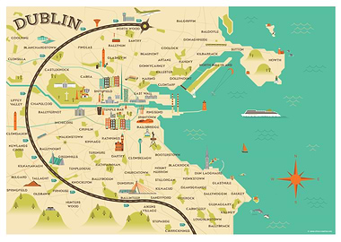 Retro Dublin Map