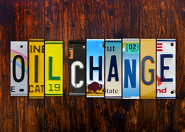 Oil Change Lettering Sign