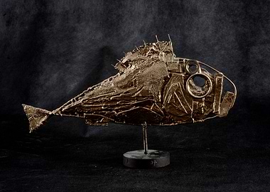 Fish,metal,canvas,mixedtec