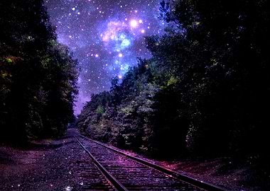Train Tracks Purple Galaxy