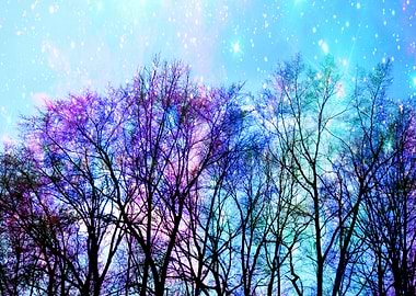 Black Trees Pastel Space