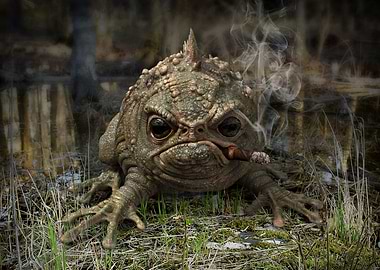 Grumpy frog