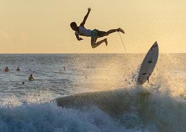 surfer launched into sea