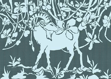 Graphic art goat flowers