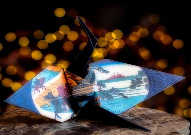 Mount Fuji Origami Crane