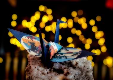 Origami Crane on rock
