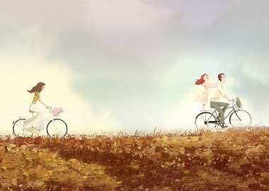 flying on bicycle