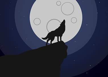 Wolf and Moon