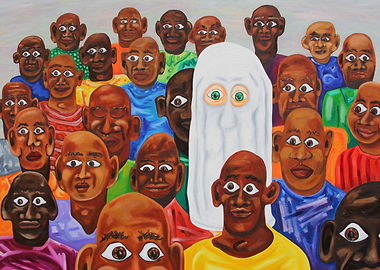 white Ghost in a crowd,