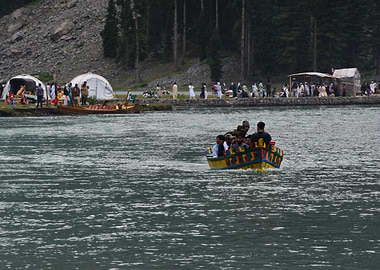 Boating on Green water.
