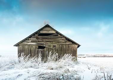 Barn On Frosty Fields