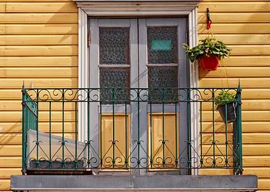 Balcony On Yellow Wall