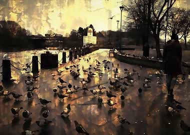 Girl Among The Pigeons