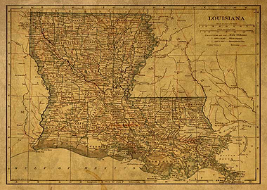 Vintage Map of Louisiana