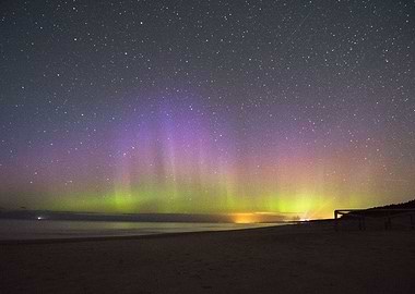 Northern light on beach