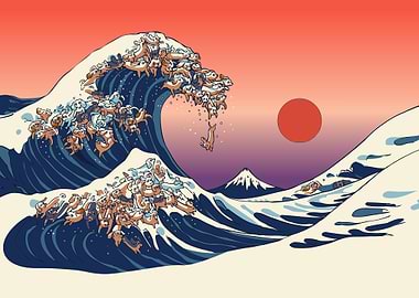 The Great Wave Dachshund