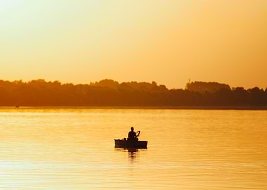 Fisherman during sunset