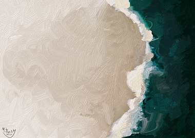 Up view of shore oil paint