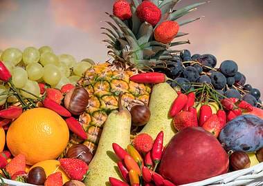 isolated basket of fruit