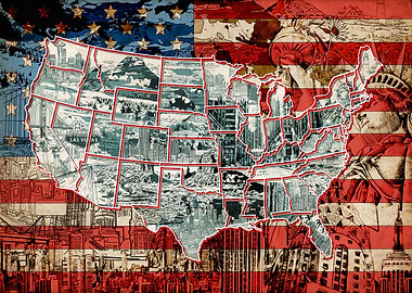 usa map drawing collage 2