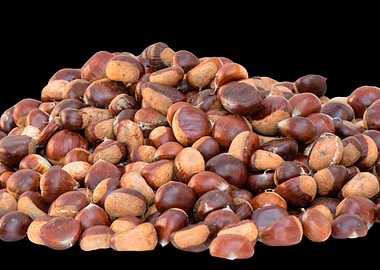 isolated fresh chestnuts