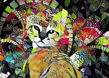 Kitten in colorful leaves