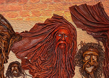 Wooden Masks in Oil Effect