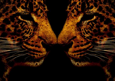 Leopard in a mirror