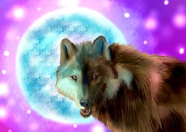 Wolf in Luminescent moon