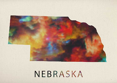 Nebraska Watercolor Map