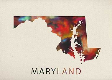Maryland Watercolor Map