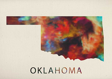 Oklahoma Watercolor Map