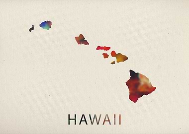 Hawaii Watercolor Map