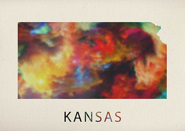 Kansas Watercolor Map