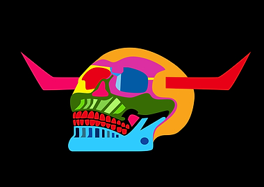 Devil with horns colorful