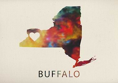 Buffalo Watercolor Map