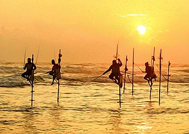 Stilt Fishing in Sri Lanka