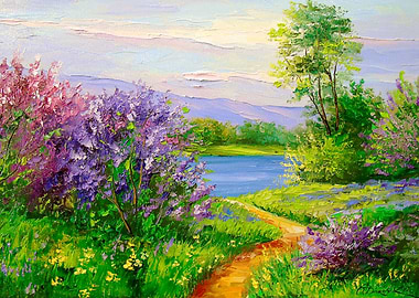 Lilac on the river Bank