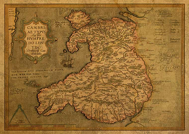 Vintage Map of Wales 1579