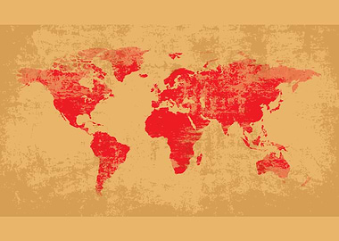 Grunge World Map red