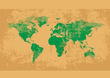 Grunge World map green