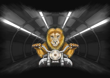 Lion on Motorcycle