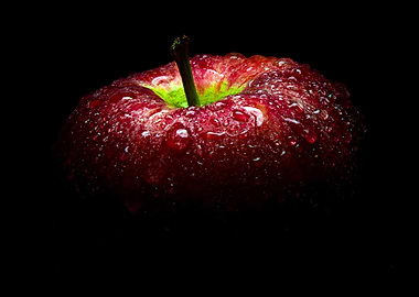 Fresh red apple in black