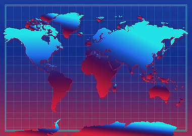 world map modern pink blue