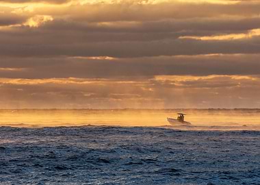 Orange sunrise at sea