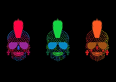 Punk skull icons neon